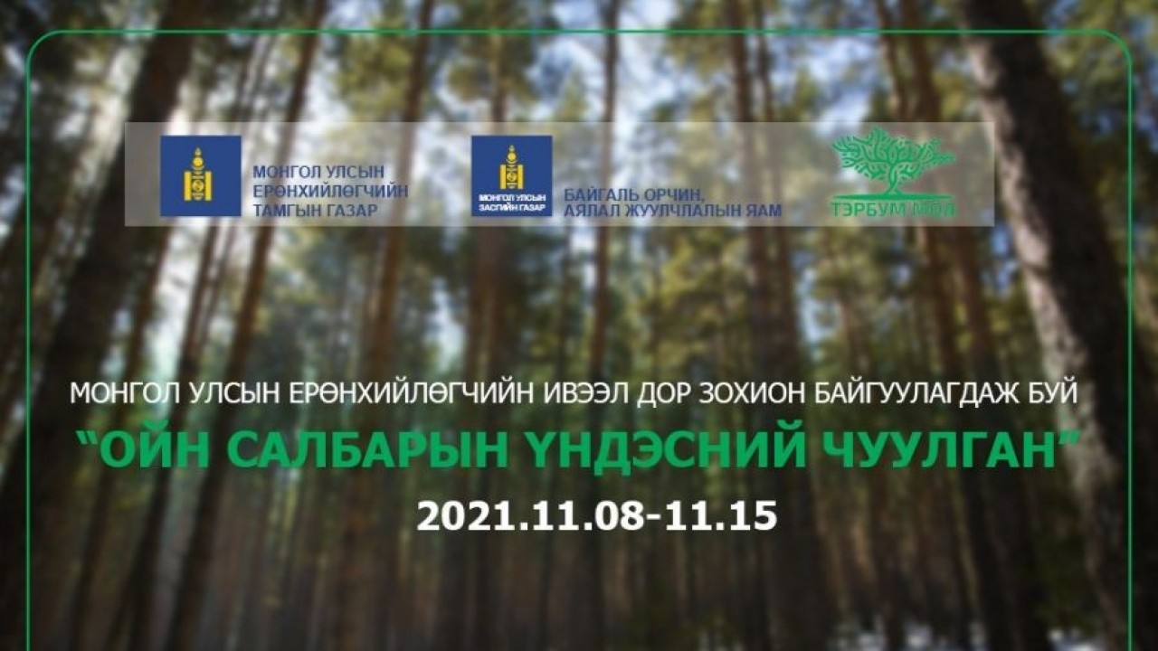 МОНГОЛ УЛСЫН ЕРӨНХИЙЛӨГЧИЙН ИВЭЭЛ ДОР ЗОХИОН БАЙГУУЛЖ БУЙ “ОЙН САЛБАРЫН ҮНДЭСНИЙ ЧУУЛГАН” ТӨРИЙН ОРДОНД БОЛЖ БАЙНА